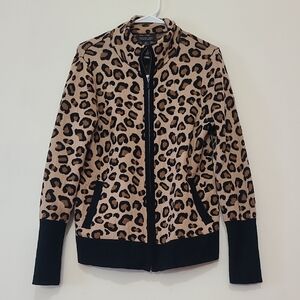 Leopard Print Women's Cardigan with Black Accents